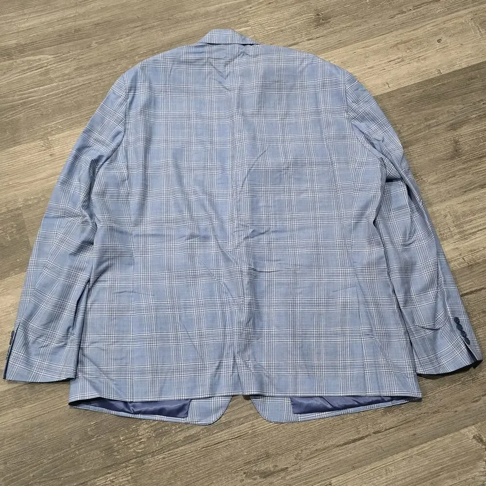 Hart Schaffner Marx Super 130's Blue Plaid Double Button Blazer